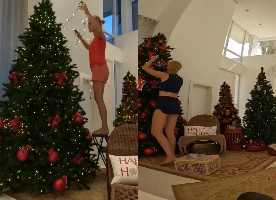 Ana Hickmann mostra que ainda está desmontando árvore de Natal no fim de janeiro