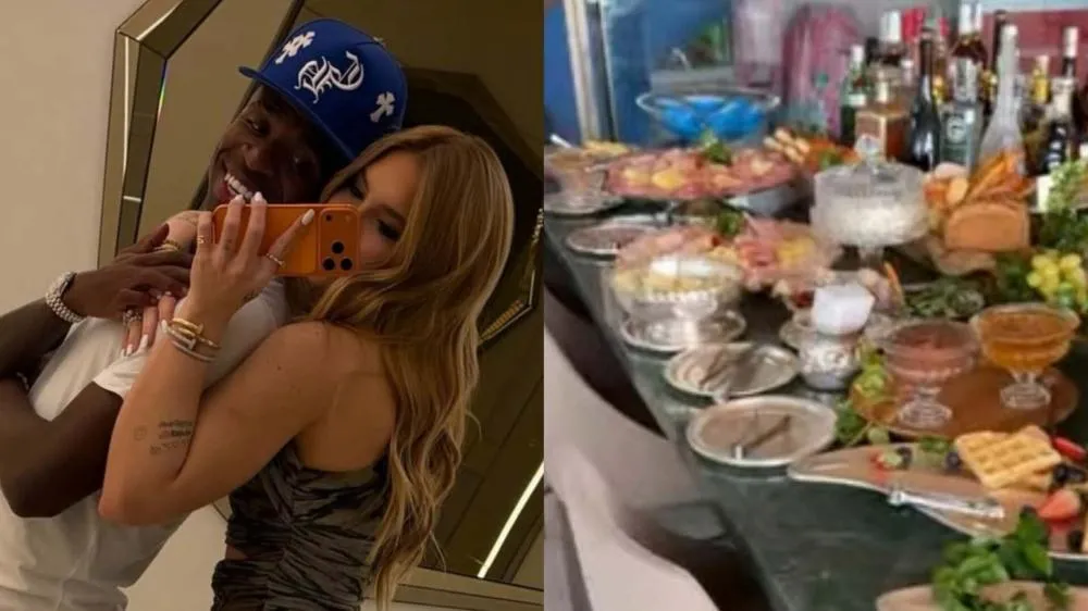 Vini Jr. celebra 3 meses de namoro com Virginia com café da manhã, flores e carta romântica