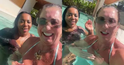 Entre praia e piscina, mães de Vini Jr. e Virginia aproveitam momento de descanso no Rio