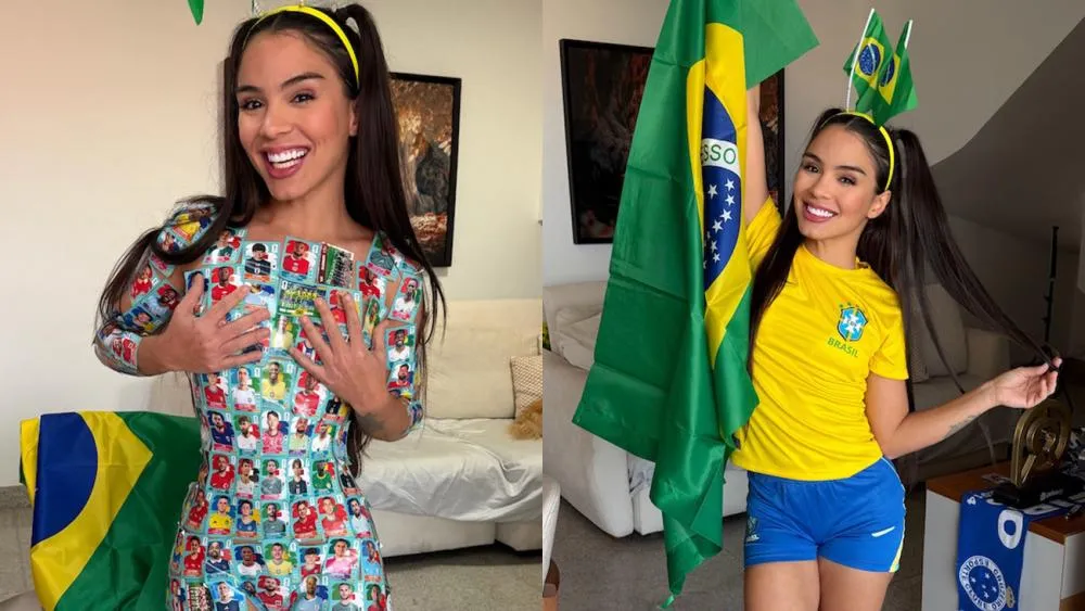 Kéllyta Tharsys cria campanha para completar álbum da Copa e promete ‘nudes’ para quem encontrar figurinhas raras