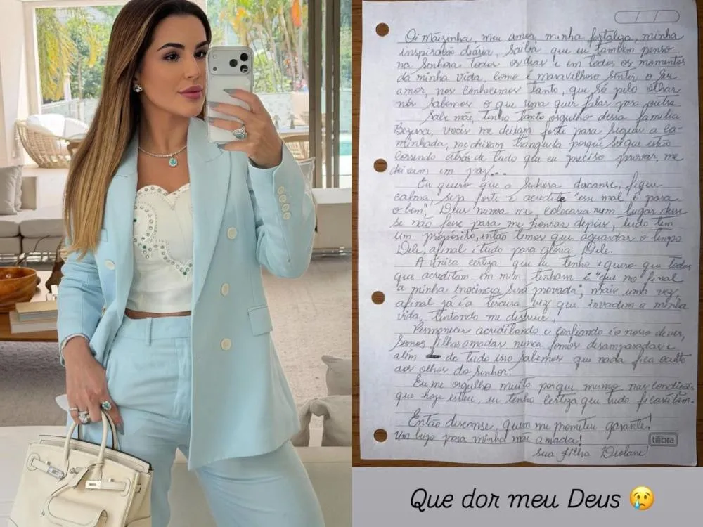 Deolane Bezerra envia mensagem à mãe da prisão e reforça confiança na Justiça