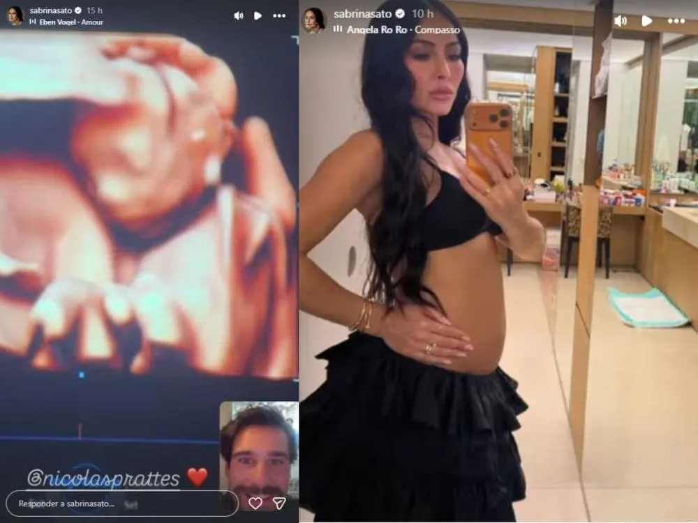 Sabrina Sato divide momento íntimo da gravidez e mostra Nicolas Prattes durante ultrassom