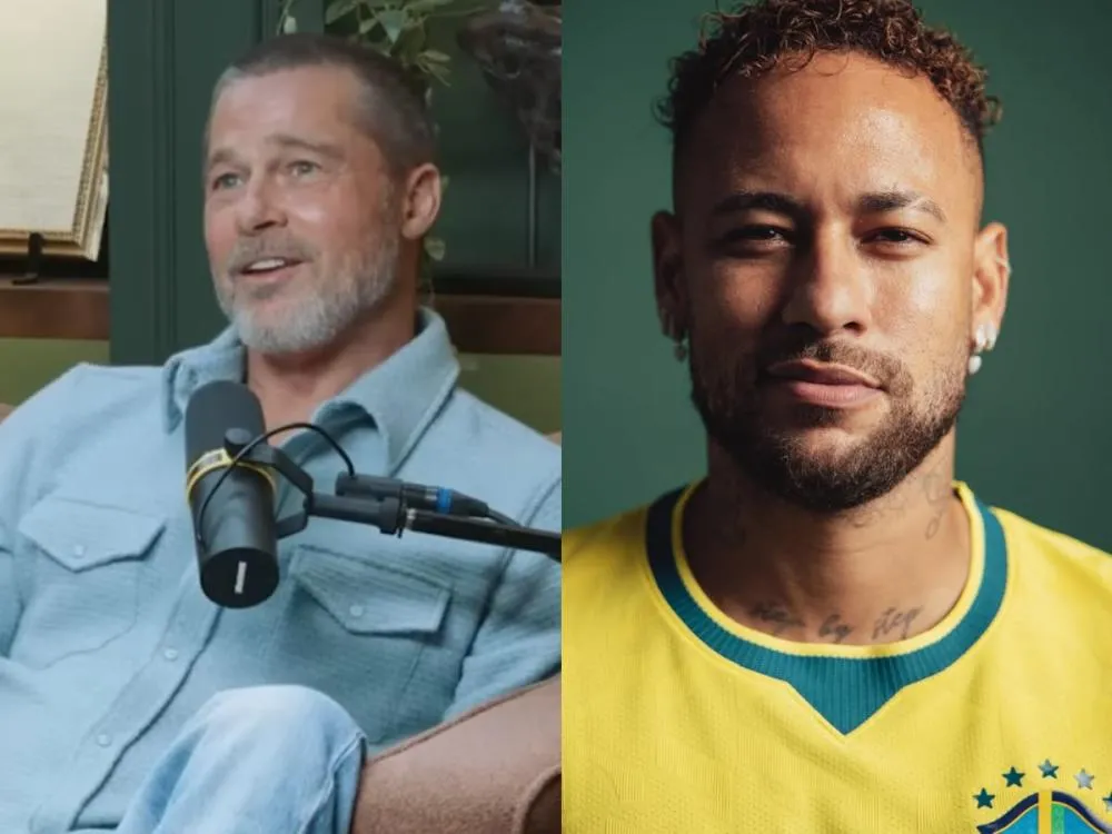 Brad Pitt provoca Neymar e brinca que pode ensinar o jogador a “cavar faltas”